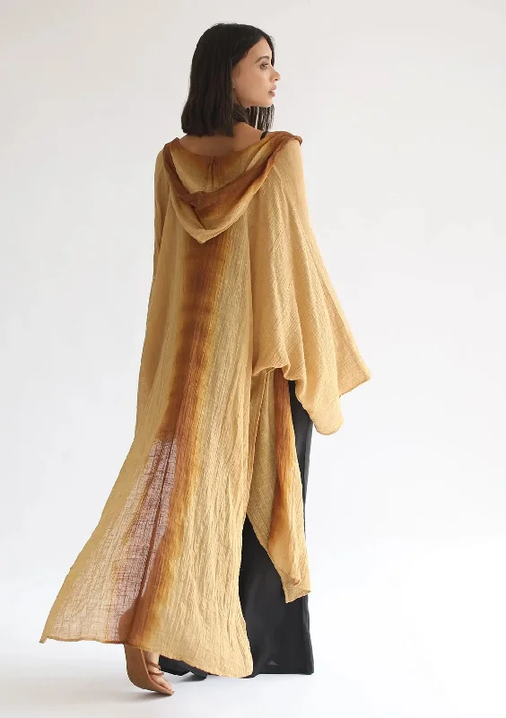 women's crochet skirtsRHEA HOODED CAPE - SAHARA SUN / INCA GOLD OMBRE