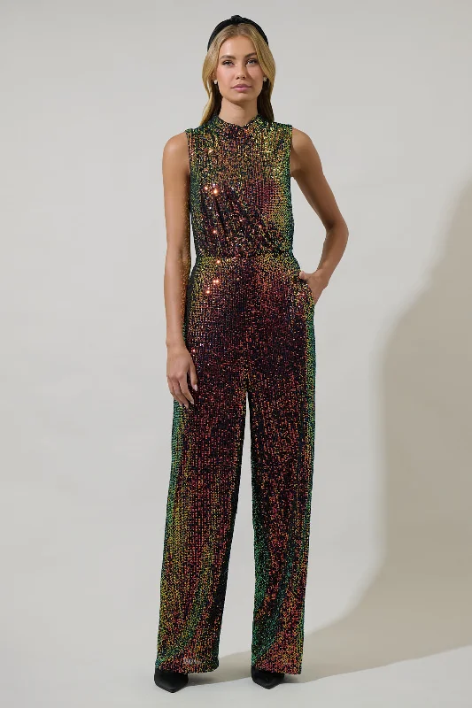 women's jumpsuits for yogaJaylah Sequin Siren Drape Neck Jumpsuit