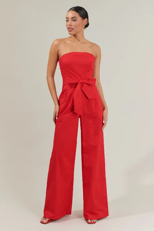 women's formal jumpsuitsKatrin Lappel Tube Top Wide Leg Jumpsuit