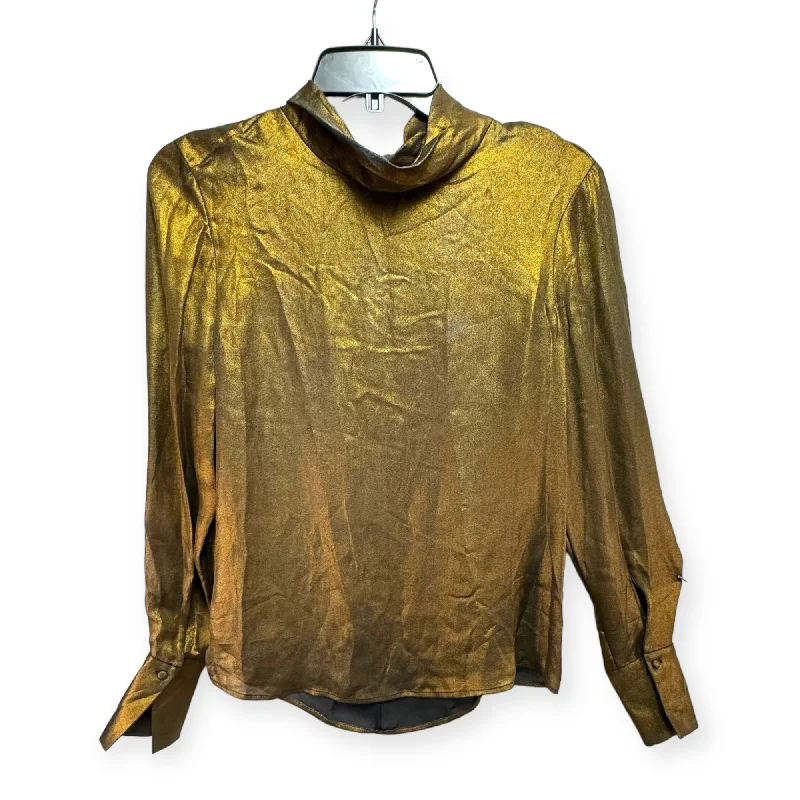 women's long sleeve tops made of cashmereTop Long Sleeve By Frame In Gold, Size: S