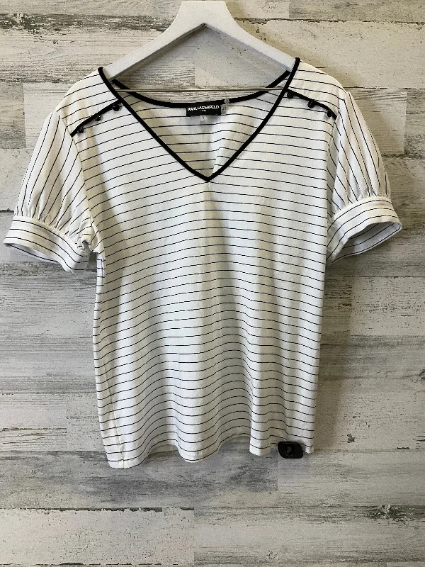 women's T-shirts with maternity designsStriped Pattern Top Short Sleeve Karl Lagerfeld, Size L