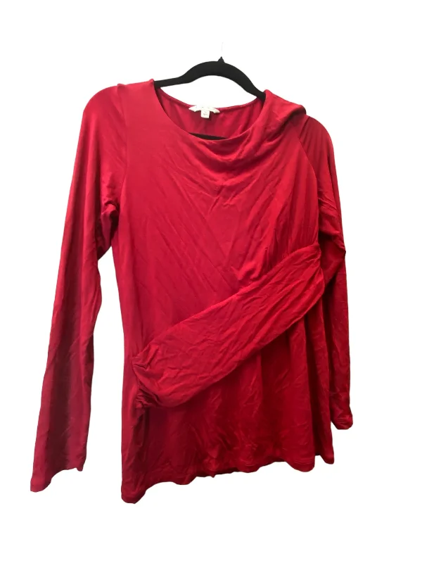 women's long sleeve tops made of woolTop Long Sleeve By Cabi In Red, Size: M