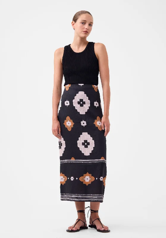 women's fair-trade solid-color skirtsNavi Linen Skirt_Print