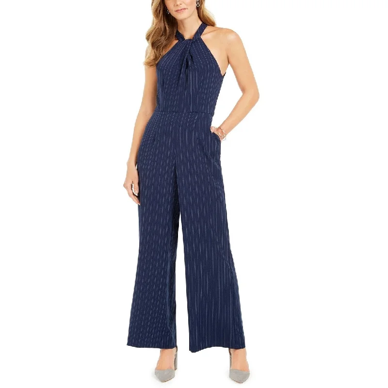 women's jumpsuits made of chiffonJulia Jordan Women's Pinstriped Jumpsuit Blue Size Medium Regular - Medium Regular