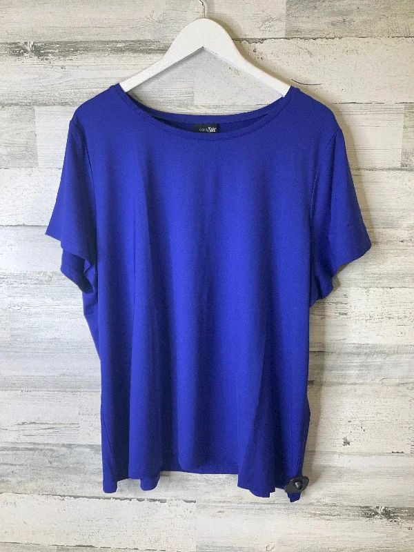 women's T-shirts with cropped lengthsBlue Top Short Sleeve East 5th, Size 2x