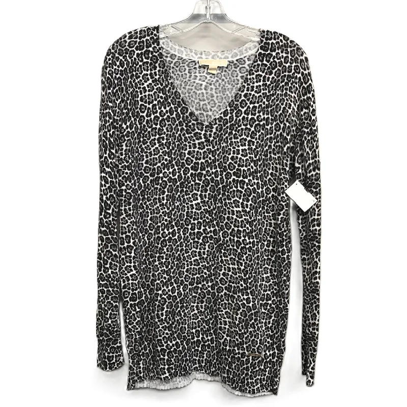 women's long sleeve tops with short torso lengthsTop Long Sleeve By Michael Kors In Animal Print, Size: M