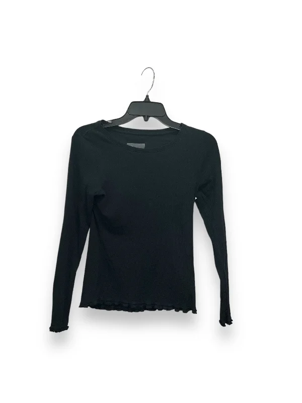 women's long sleeve tops with distressed finishesTop Long Sleeve By Anthropologie In Black, Size: Xs