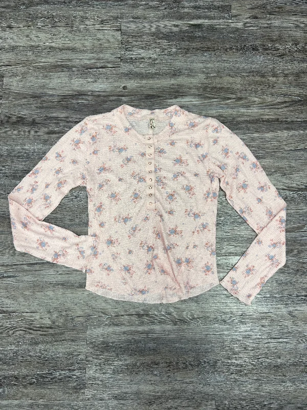 women's long sleeve tops with bohemian vibesTop Long Sleeve By Free People In Pink, Size: L