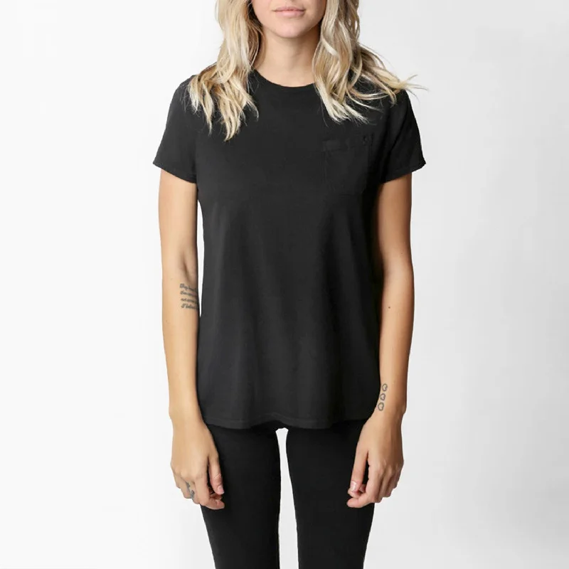 women's tops in solid colorsCrew Pocket Tee (Black)