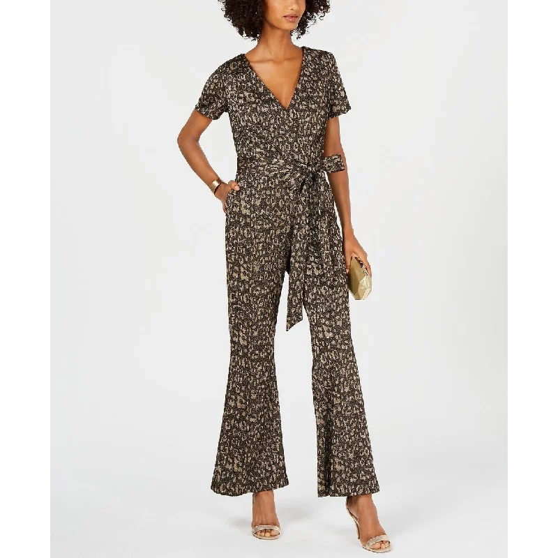 women's cropped jumpsuitsIvanka Trump Women's Cheetah-Print Belted Jumpsuit Grey Size 6"