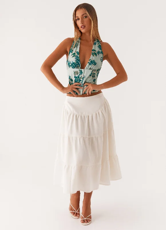 women's cotton skirtsElodie Midi Skirt - White