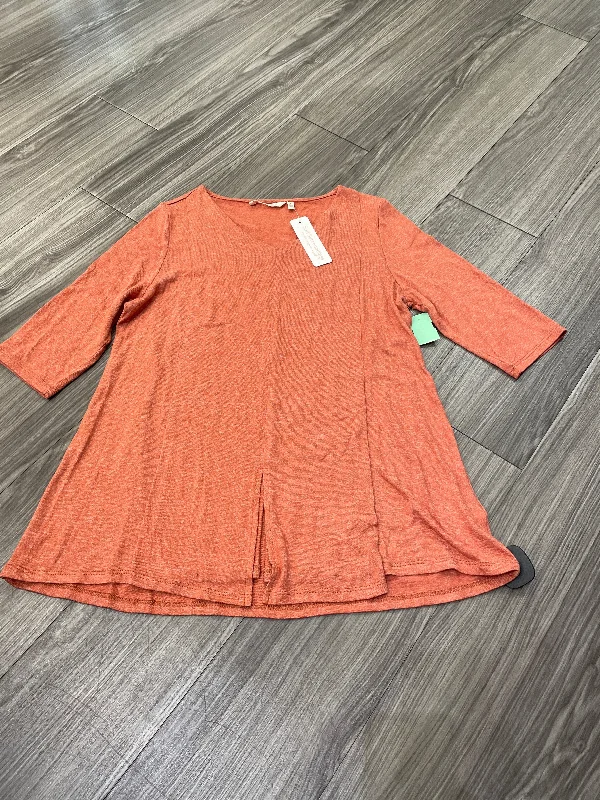 women's long sleeve tops with geometric patternsTop Long Sleeve By Soft Surroundings In Orange, Size: L