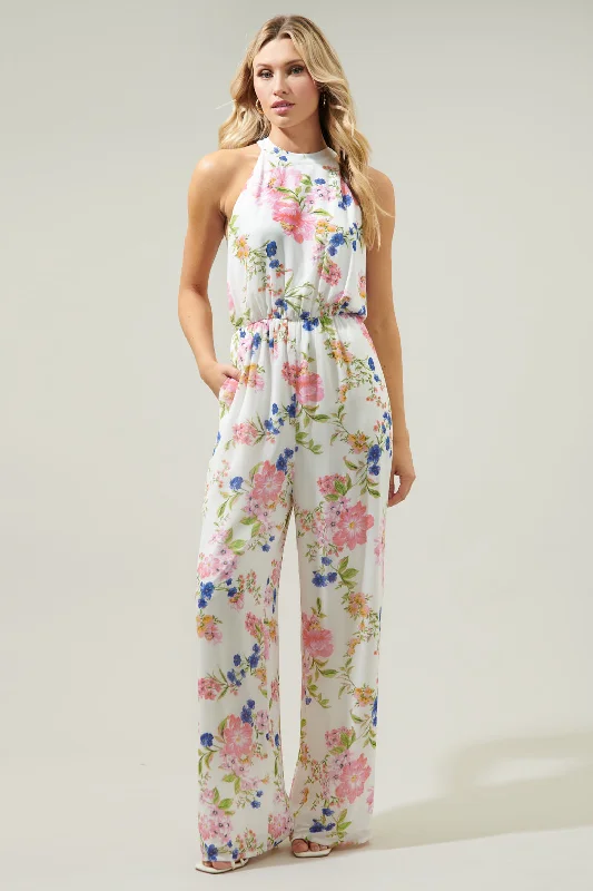 women's jumpsuits for short womenWildheart Floral Merci Tie Back Wide Leg Jumpsuit