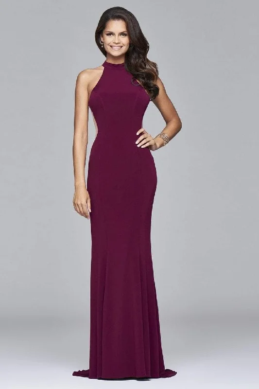 women's pear-shaped body dressesFaviana - Halter Cutout Ornate Evening Dress 7943