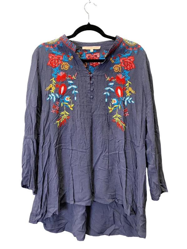 women's long sleeve tops with round necksTop Long Sleeve By Cmc In Floral Print, Size: M