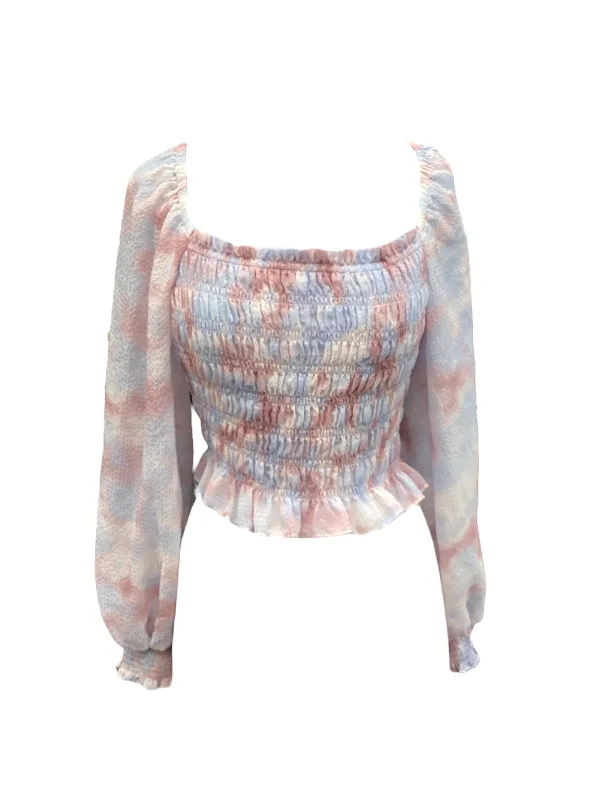 women's long sleeve tops with hidden buttonsTop Long Sleeve By Clothes Mentor In Tie Dye Print, Size: S