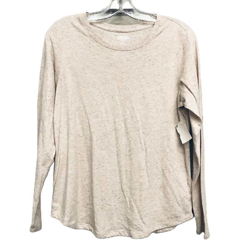 women's long sleeve tops with polka dotsTop Long Sleeve Basic By Old Navy In Beige, Size: S