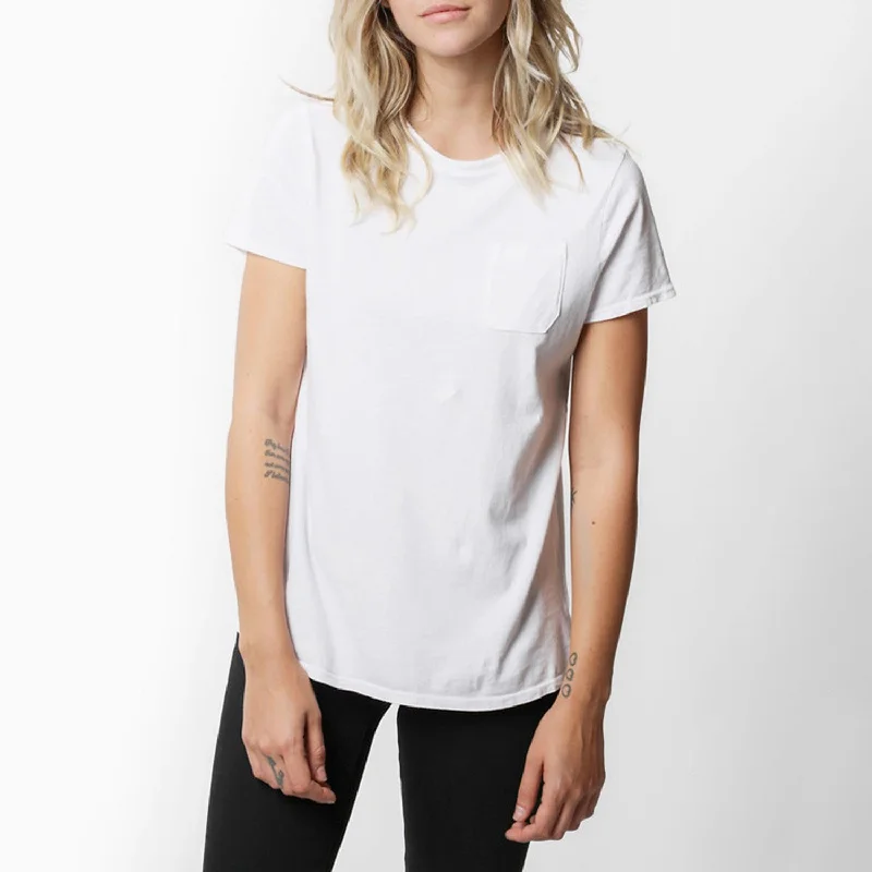 women's tops with floral printsCrew Pocket Tee (White)