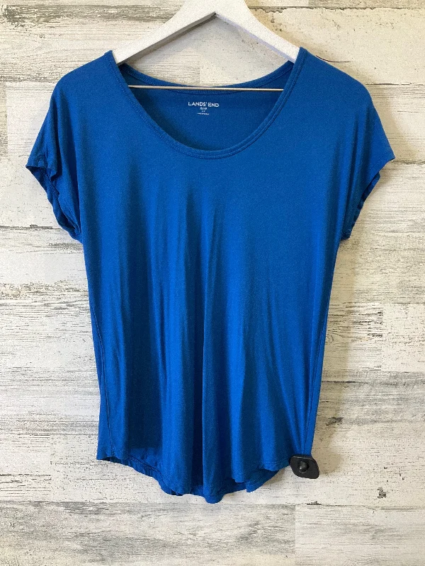 vibrant women's T-shirtsBlue Top Short Sleeve Basic Lands End, Size Xs