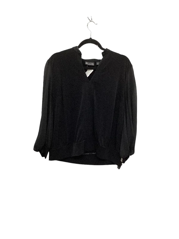 women's long sleeve tops with stripesTop Long Sleeve Basic By New York And Co In Black, Size: L