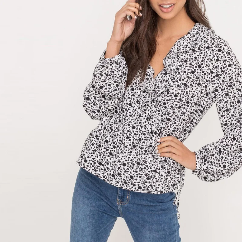 women's tops for those who want to create outfits that are both trendy and timelessRuffle Wrap Blouse