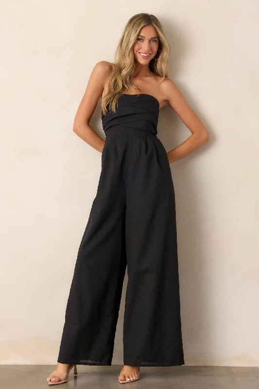 women's jumpsuits for moisture-wicking materialsRunning Out Of Time Black Strapless Jumpsuit