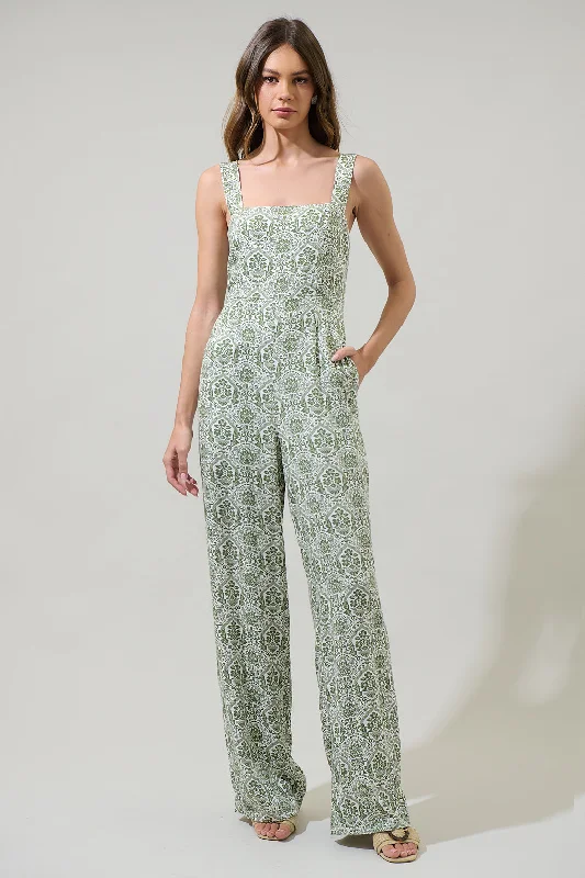 women's jumpsuits for moisture-wicking materialsEstrada Floral Arlene Smocked Jumpsuit