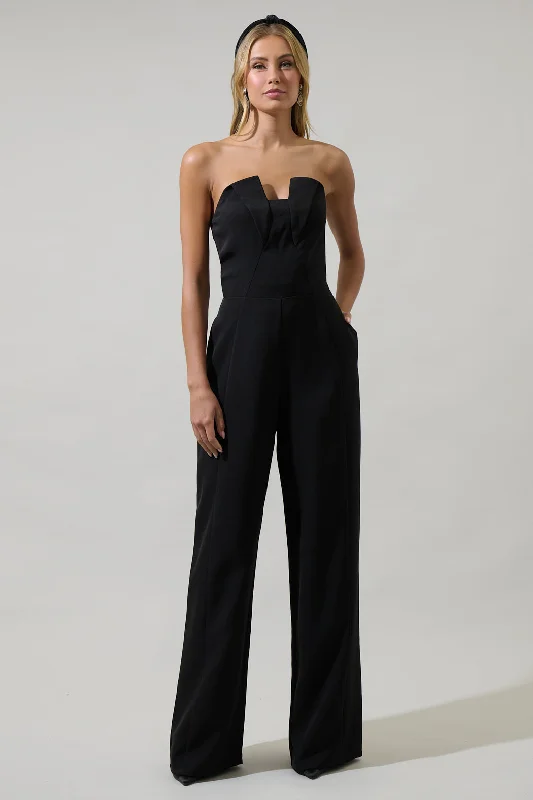 women's jumpsuits for tall womenEleanor Strapless Wide Leg Jumpsuit