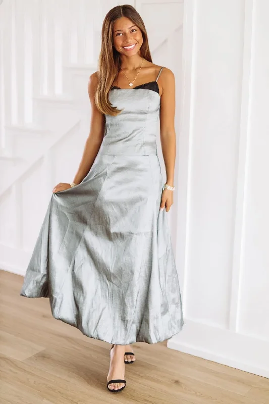 women's skater skirtsThis Hits Different Maxi Skirt - Gunmetal Silver