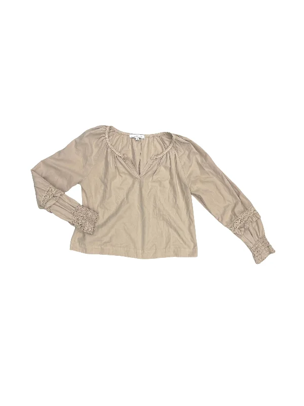 women's long sleeve tops for layeringTop Long Sleeve By Red Haute In Tan, Size: S