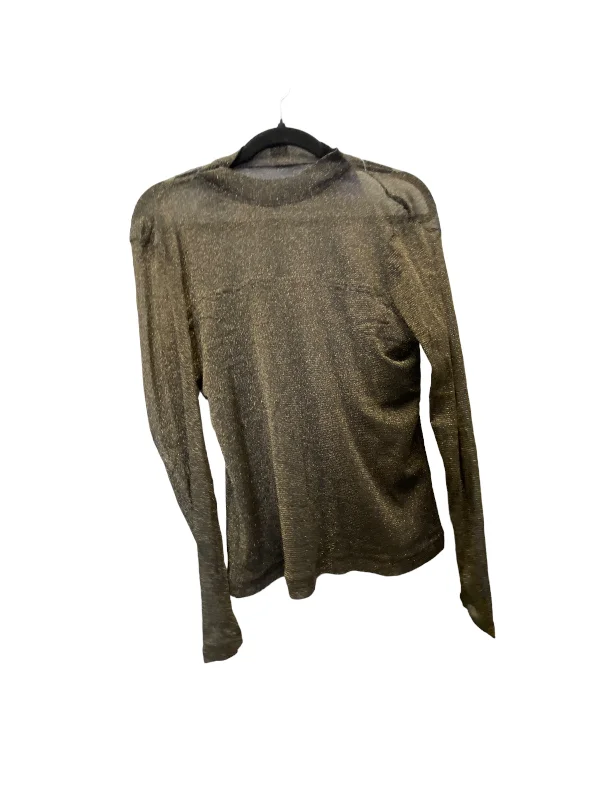 women's long sleeve tops with limited-edition designsTop Long Sleeve By Banana Republic In Black & Gold, Size: L