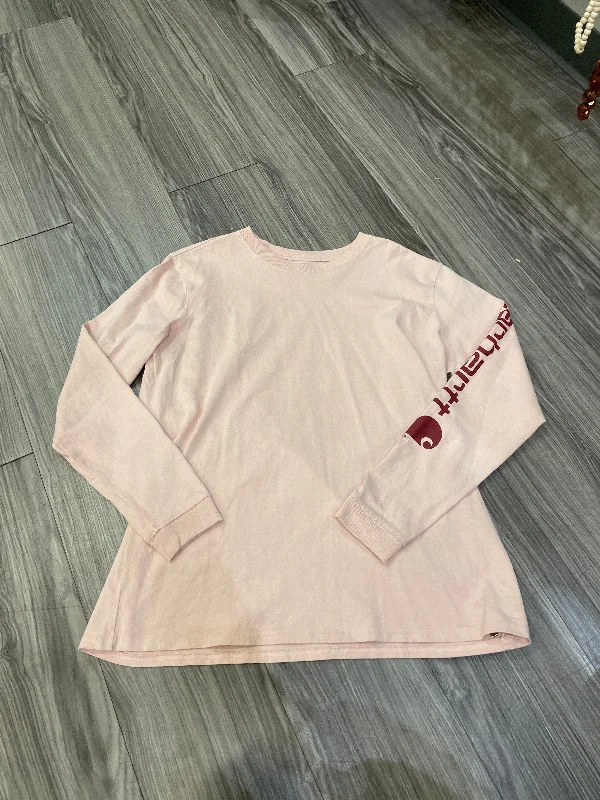 women's long sleeve tops with warm and cozy fabricTop Long Sleeve By Carhartt In Pink, Size: L