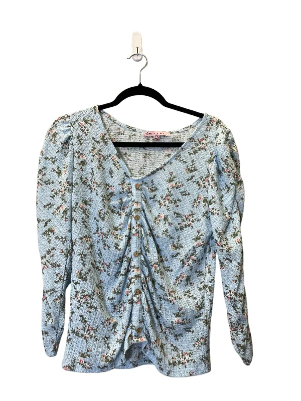 women's long sleeve tops made of synthetic fiberTop Long Sleeve By Cmc In Floral Print, Size: Xl