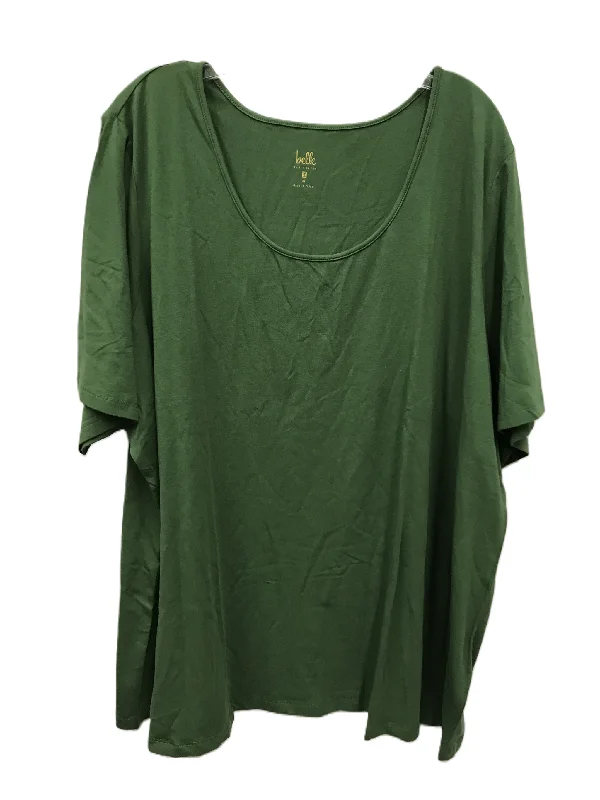 women's T-shirts with short sleevesGreen Top Short Sleeve Basic By Belle By Kim Gravel, Size: 3x