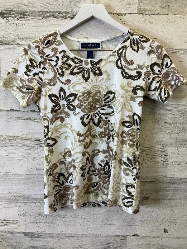 women's T-shirts with exclusive collaborationsBrown Top Short Sleeve Karen Scott, Size Petite   S