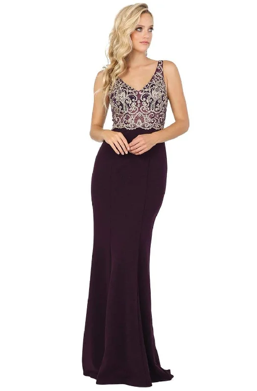 women's apple-shaped body dressesDancing Queen - Embroidered V-Neck Evening Dress 2912