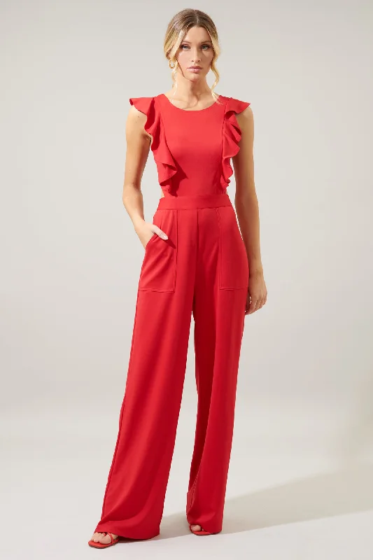 women's jumpsuits for statement fashionLucki Back Cut Out Ruffle Jumpsuit