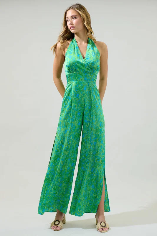 women's casual jumpsuitsCerena Floral Magic Moment Halter Jumpsuit