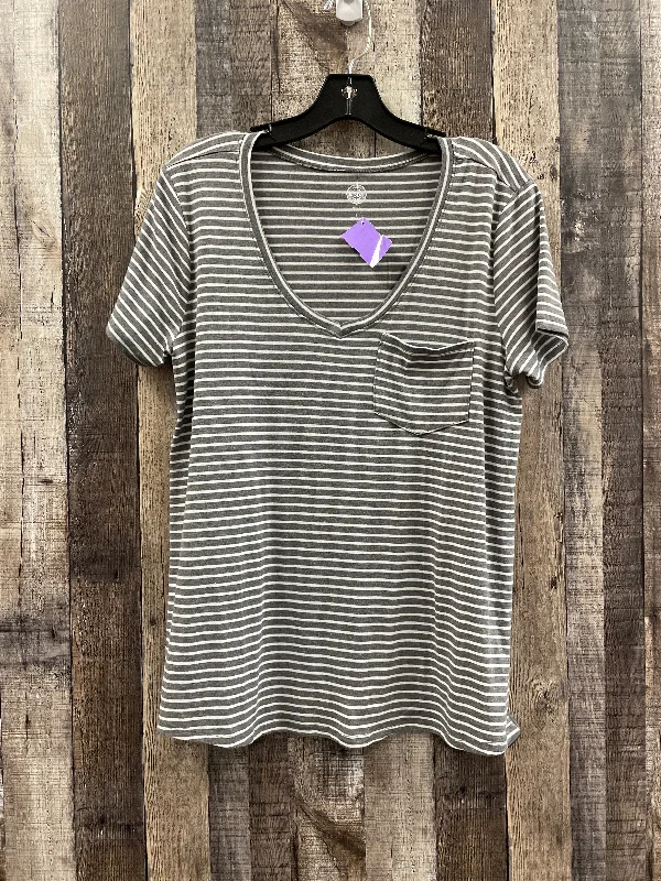 women's T-shirts with petite sizingStriped Pattern Top Short Sleeve So, Size S