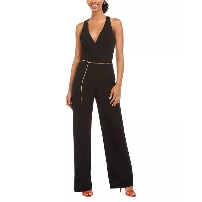 women's jumpsuits for cozy daysAs U Wish Juniors' Jumpsuit With Chain Belt Black Size 7