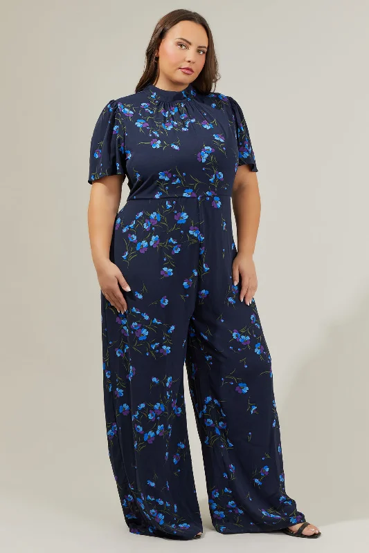 women's jumpsuits made of laceTorun Floral Mock Neck Wide Leg Jumpsuit Curve