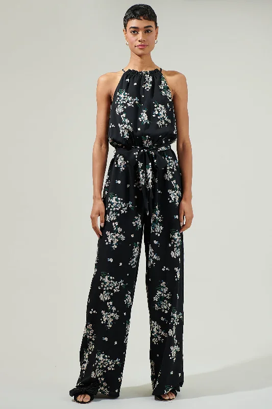 women's cropped jumpsuitsMagnol Floral Lighthearted Trapeze Jumpsuit