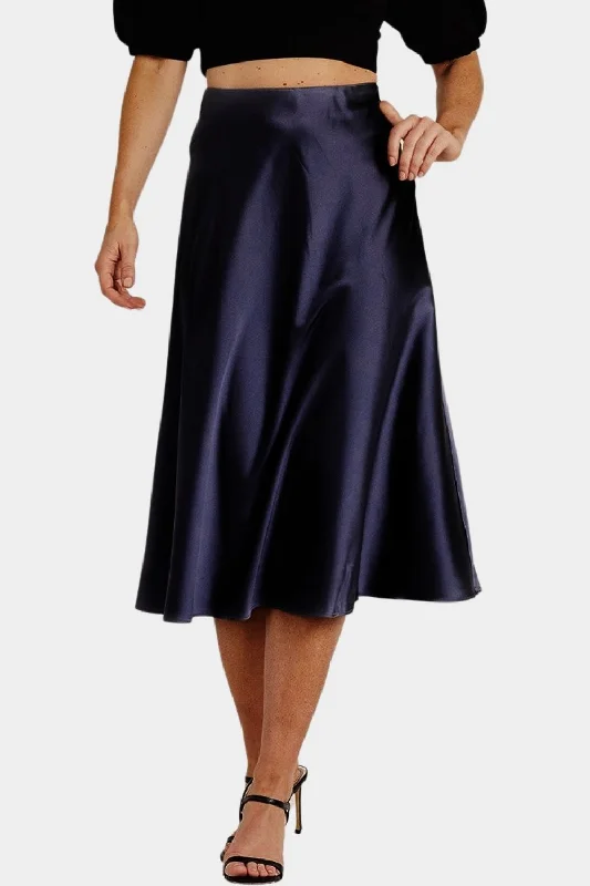 women's chic wrap skirtsSophie Navy Satin Skirt