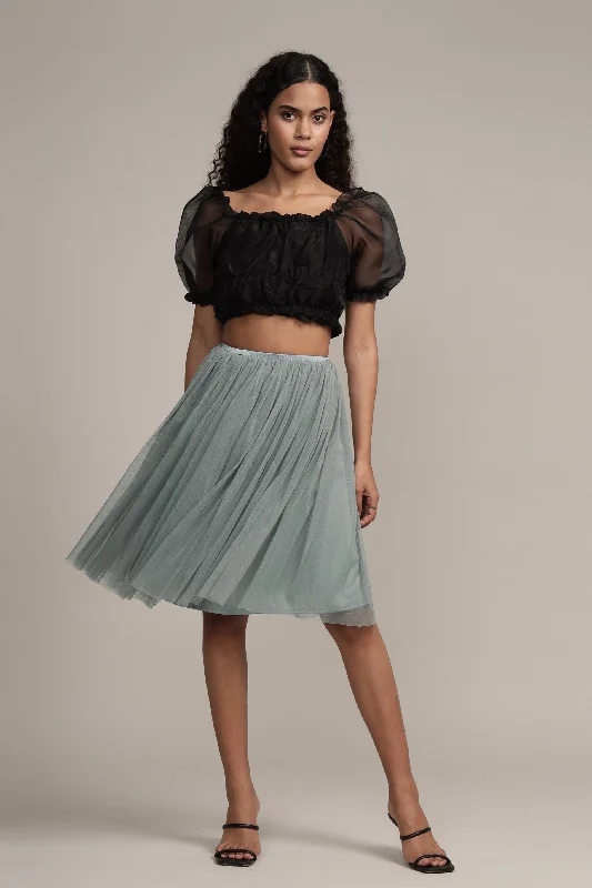 women's high-slit skirtsValentina Skirt in Teal Grey