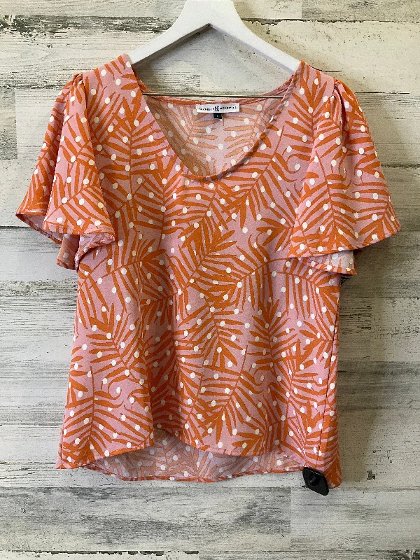 elegant women's T-shirtsOrange Top Short Sleeve Clothes Mentor, Size S