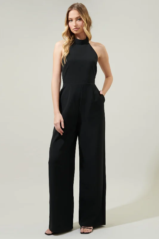 women's jumpsuits for petite womenAfter Hours Backless Halter Jumpsuit