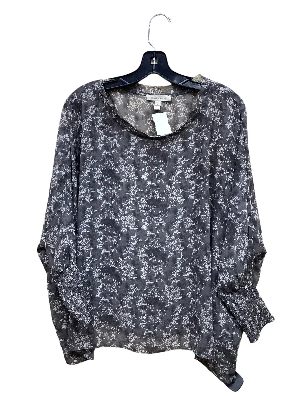 women's long sleeve tops with bleach-splatter designsTop Long Sleeve By Clothes Mentor In Floral Print, Size: M