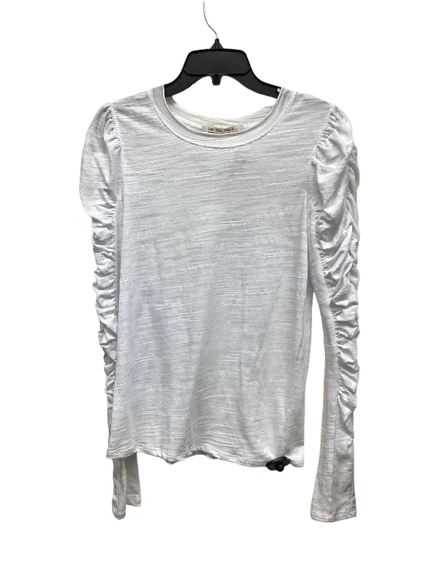 women's long sleeve tops with distressed finishesTop Long Sleeve By We The Free In White, Size: M