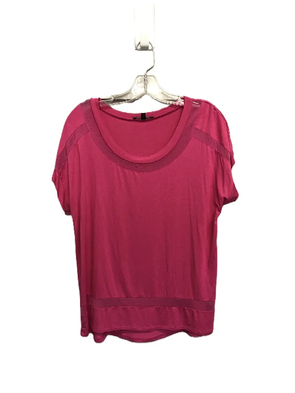 women's T-shirts with sheer sleevesPink Top Short Sleeve By Cable And Gauge, Size: L