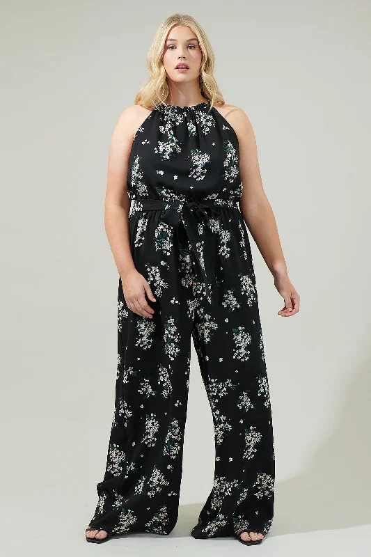 women's wide-leg jumpsuitsMagnol Floral Lighthearted Trapeze Jumpsuit Curve